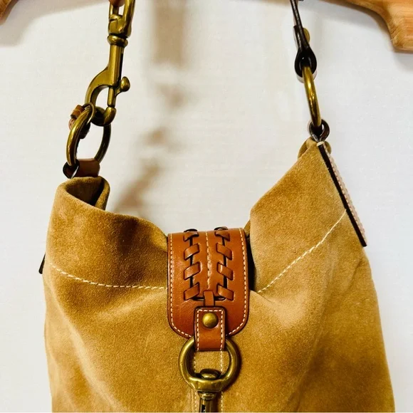 Coach Women s Rare Vintage Fringe Beige Suede Bag W Brass Findings #10401 - Picture 4 of 16